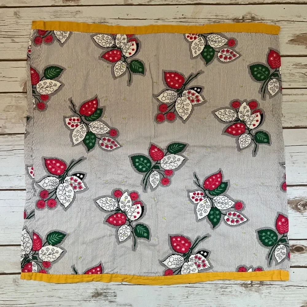 Handmade Patchwork Quilt Multicolor Strawberry Print Reversible 22x22